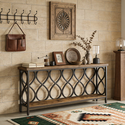 Industrial Console Table 2-Tier Entryway Accent Table