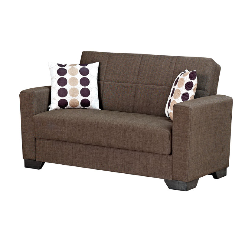 Tansu  Upholstered 63'' Sleeper Sofa, Brown Polyester