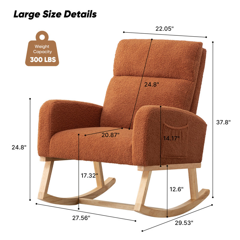 Fauteuil à bascule en bois massif, Brun
