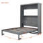 Grand lit escamotable mural avec tablettes, gris
