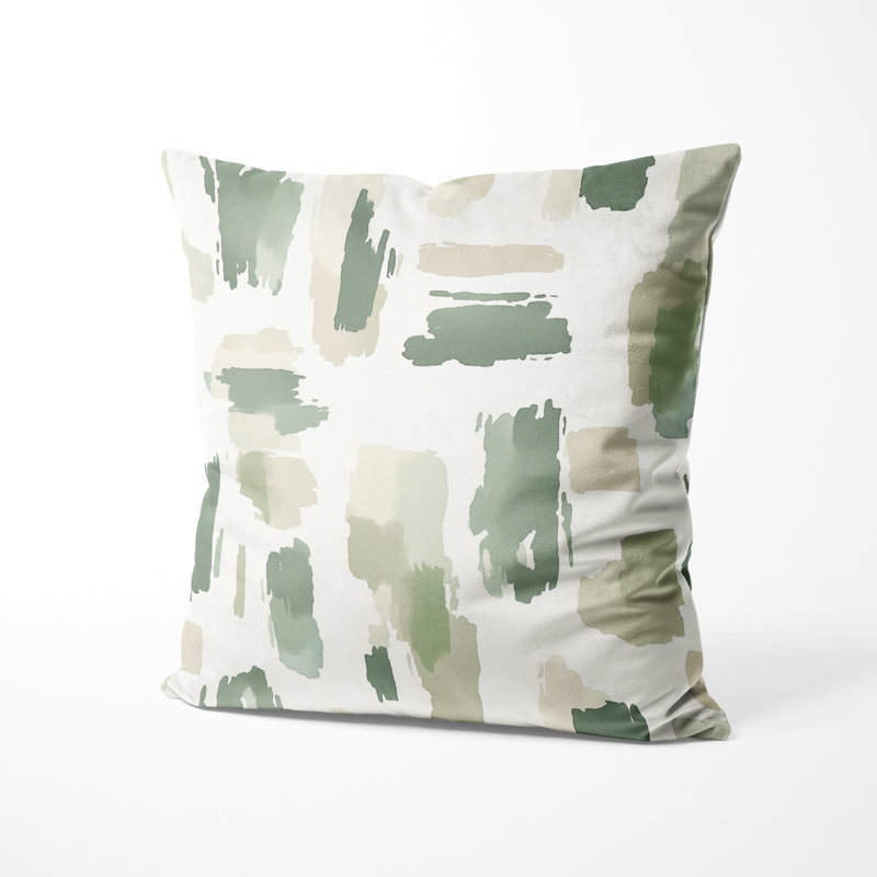 Coussin décoratif abstrait Abstract - Coussin imprimé sauge crème moderne, H 18 po x l 18 po