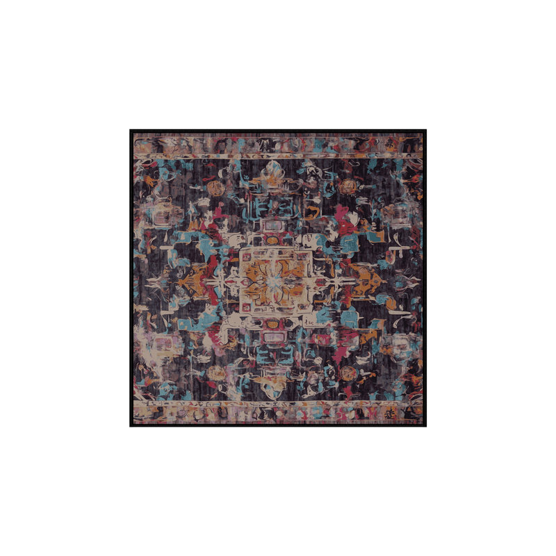 Tapis noir soyeux et moelleux, Carré 8 pi