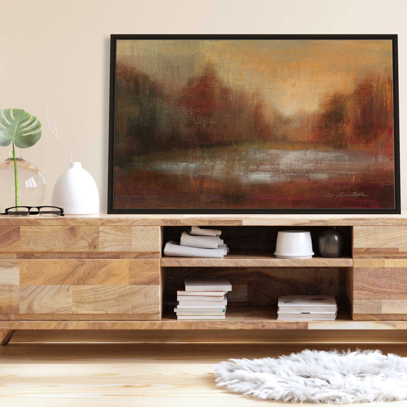 " Rain I " Painting Print, 63.5" W x 39.5" H, Black Frame