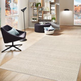 Hand Knotted Wool Area Rug in Ivory/Light Gray
