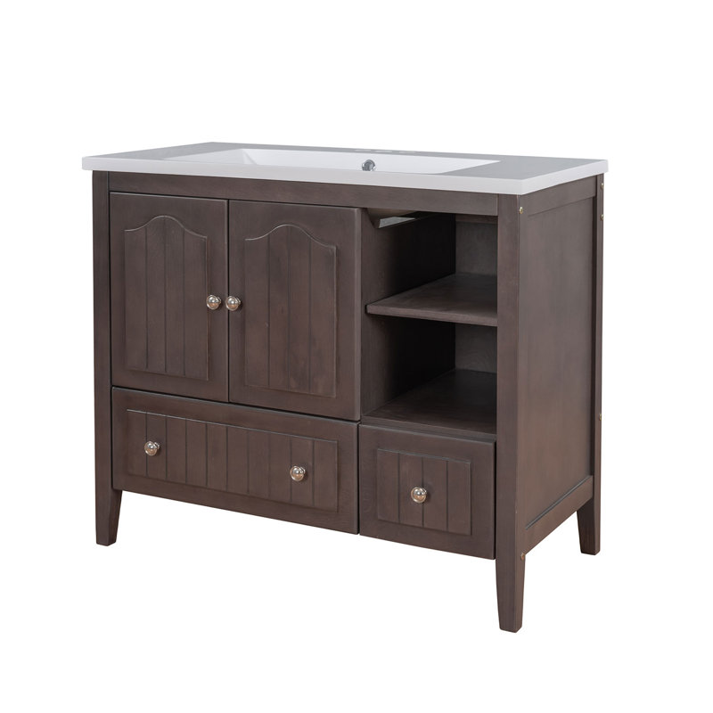 Ensemble de meuble-lavabo simple 36 po, Brun