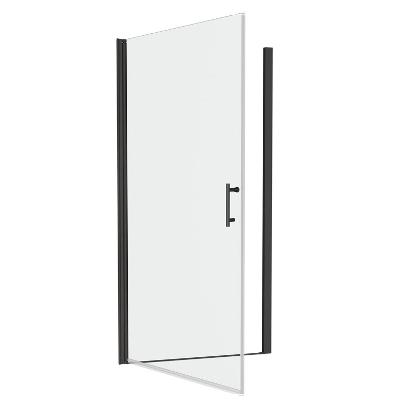 Porte de douche pivotante universelle à ouverture de 1 3/8 po, avec ouverture extérieure, avec finition en verre trempé de 1/4 po