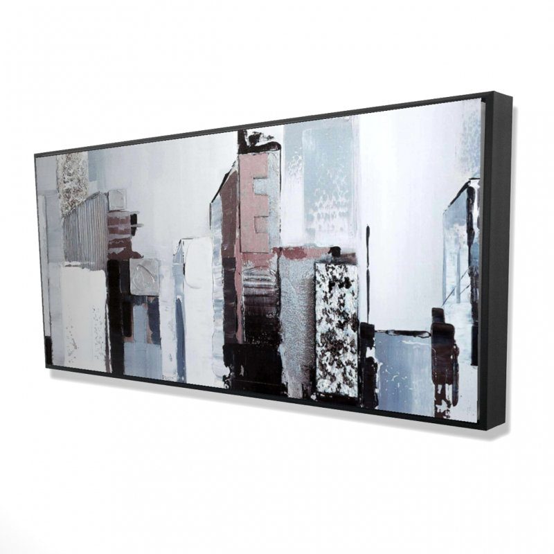 Abstract building shapes - 24"x48" Framed canvas