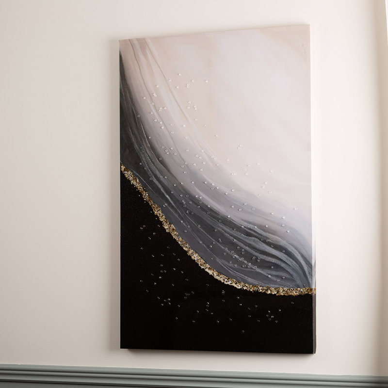 Black & White Abstract Wall Art for Bedroom & Living Room, Decoration Canvas Painting