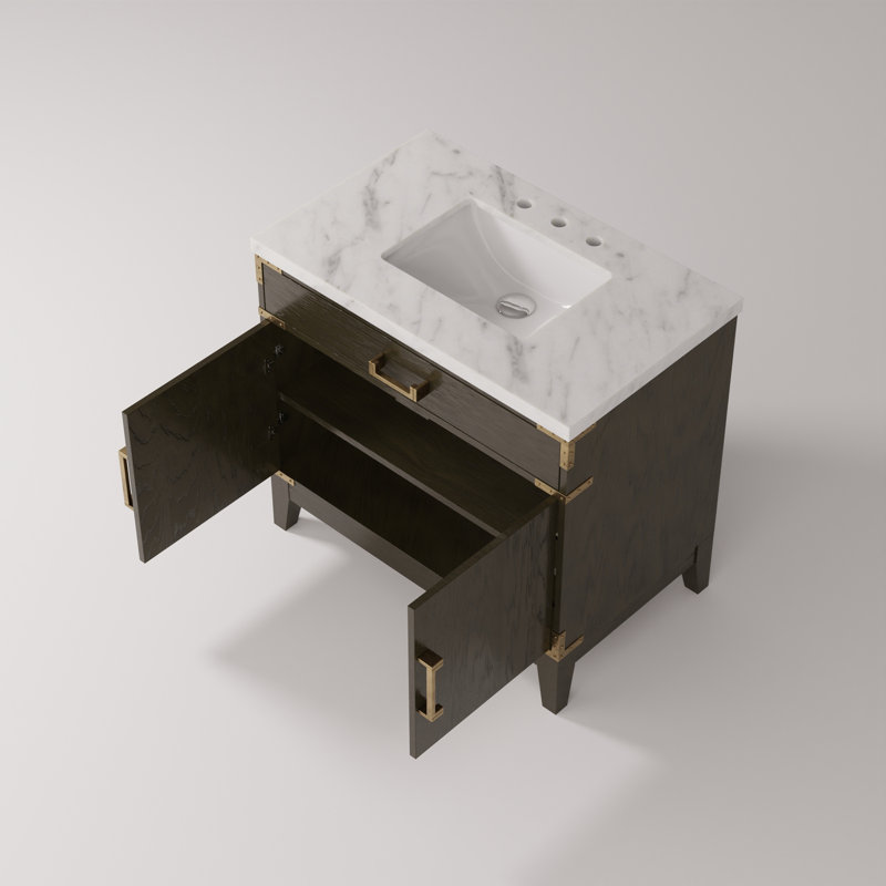 Meuble-lavabo simple avec comptoir en marbre de Carrare