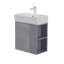 Meuble-lavabo mural avec lavabo en céramique et rangement à fermeture en douceur-597385676