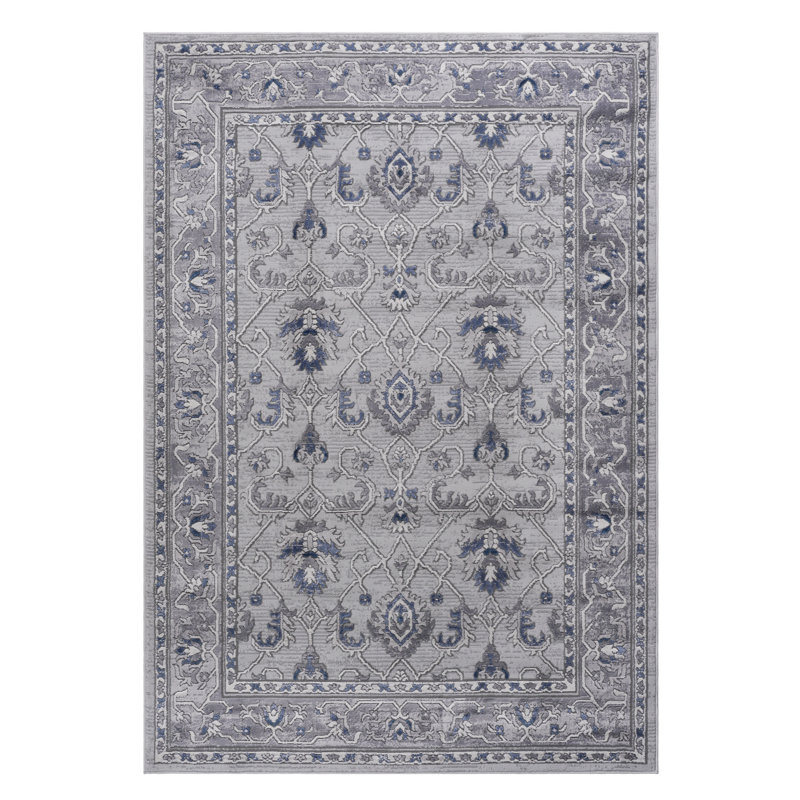 Tapis gris et bleu 5X7