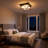 12.6 in. 4-Light Modern Flush Mount Light, Matte Black Finish with Frosted Glass Globes-967985005