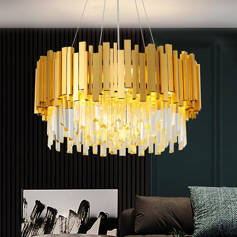 10 - Light Chandelier, Length 55cm, Gold