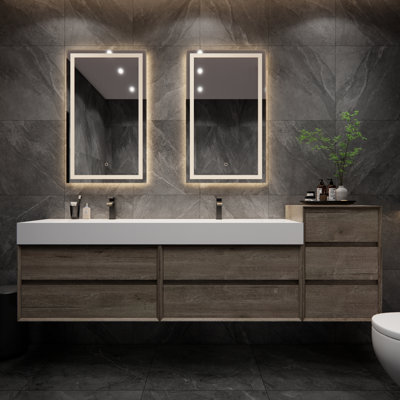 Meuble-lavabo double mural Albizu