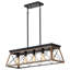 Lustre de style ferme à 5 lumières pour salle à manger, luminaire rustique en bois foncé pour îlot de cuisine