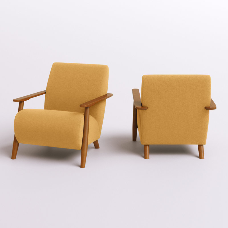 Upholstered Armchair, Yellow Linen