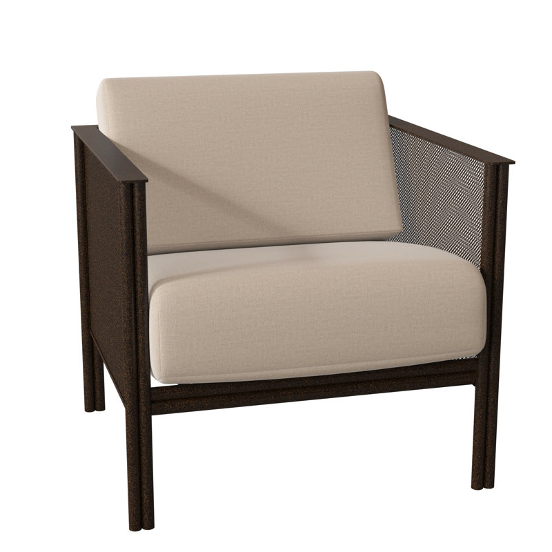Jax Outdoor Lounge Chair, Canvas Heather Beige Sunbrella® Canvas, Chestnut Brown