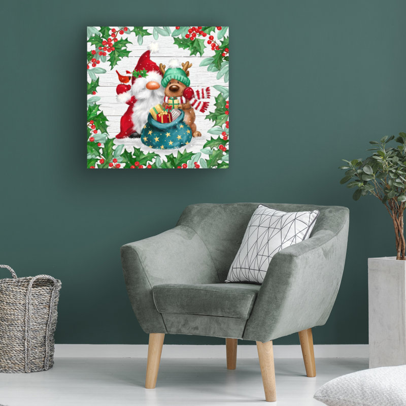 Art sur toile, ginome et rennes, H 14 po x l 14 po