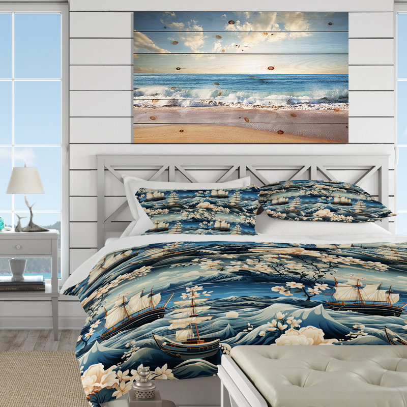 Ensemble de housse de couette Coastal, Housse de couette pour très grand lit et 2 très