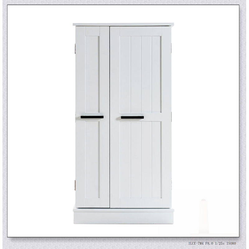 Armoire de cuisine autoportante avec tablettes et portes réglables, idéale pour les petits espaces et le rangement organisé