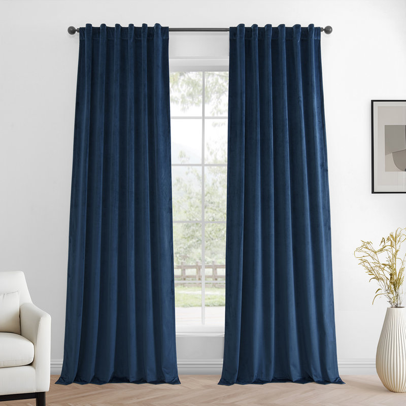 Winnette Velvet Room Darkening Curtain Panels, Light Ivory, 50" W x 96" L