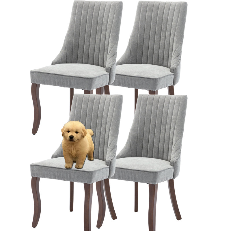 Ensemble de 4 chaises de salle à manger rembourrées en lin Modern Simplicity, Gris