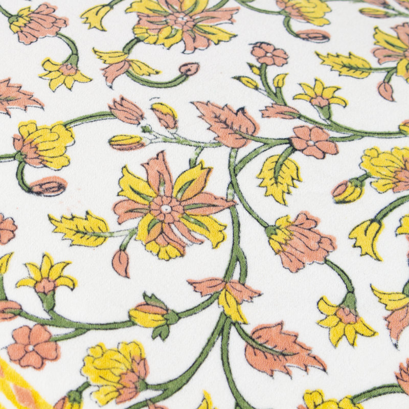 Mentera Floral Square Throw Cushion, Yellow/Peach Crush