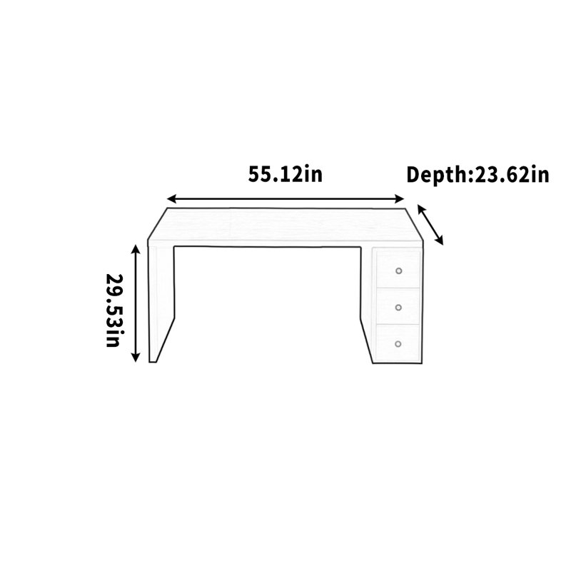 Bureau d'écriture, H 29,53 po x l 55,12 po x P 23,62 po