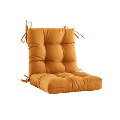 Coussins de chaise d'extérieur, coussins de siège de patio 40 x 20 x 4 pouces résistants à l'eau et à la décoloration avec sangles, housse 100% polyester non amovible, rembourrage recyclé pour patio, terrasse, chaises de jardin, kaki