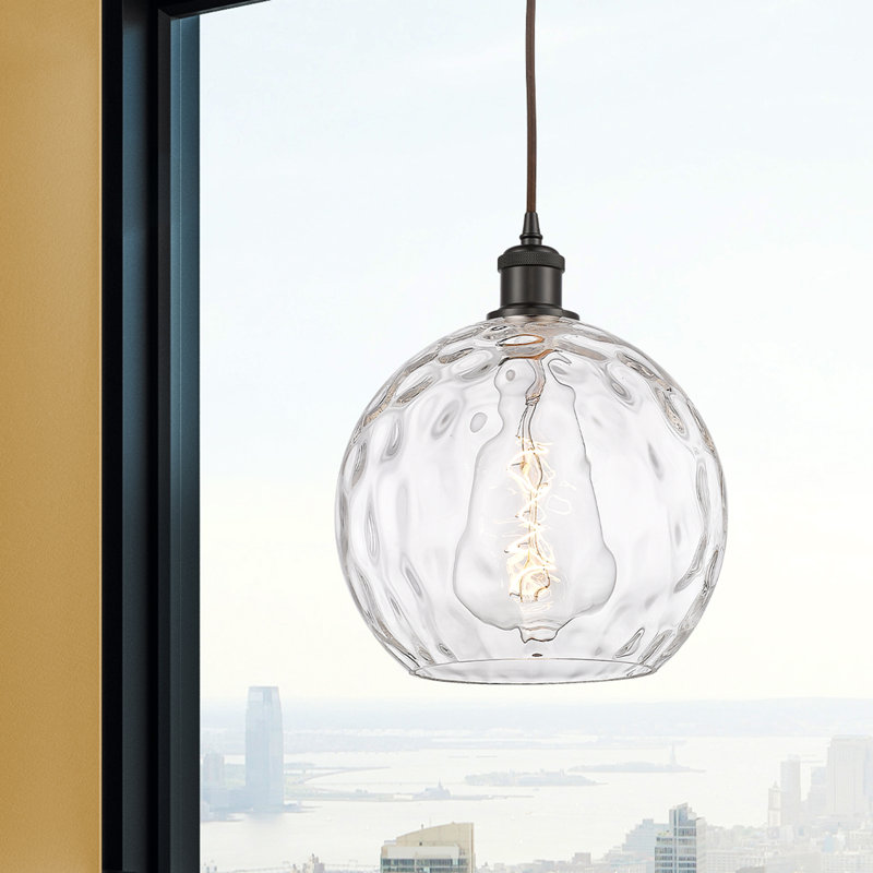 Luminaire suspendu sphère 1 lumière Roxane, H 13 po x l 10 po x P 10 po, Ampoule non incluse, Bronze huilé