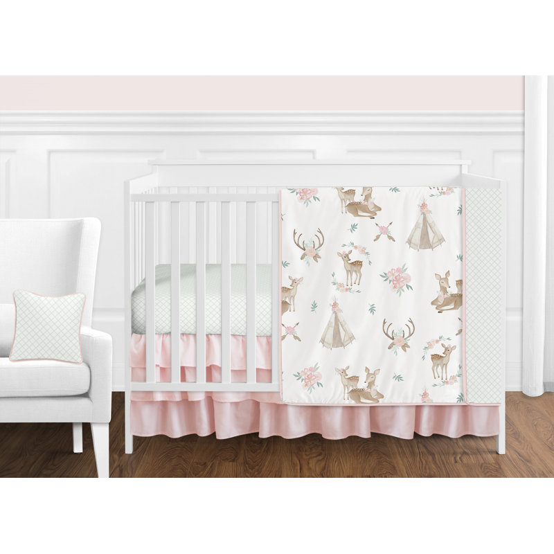 Deer Floral 11 Piece Crib Bedding Set