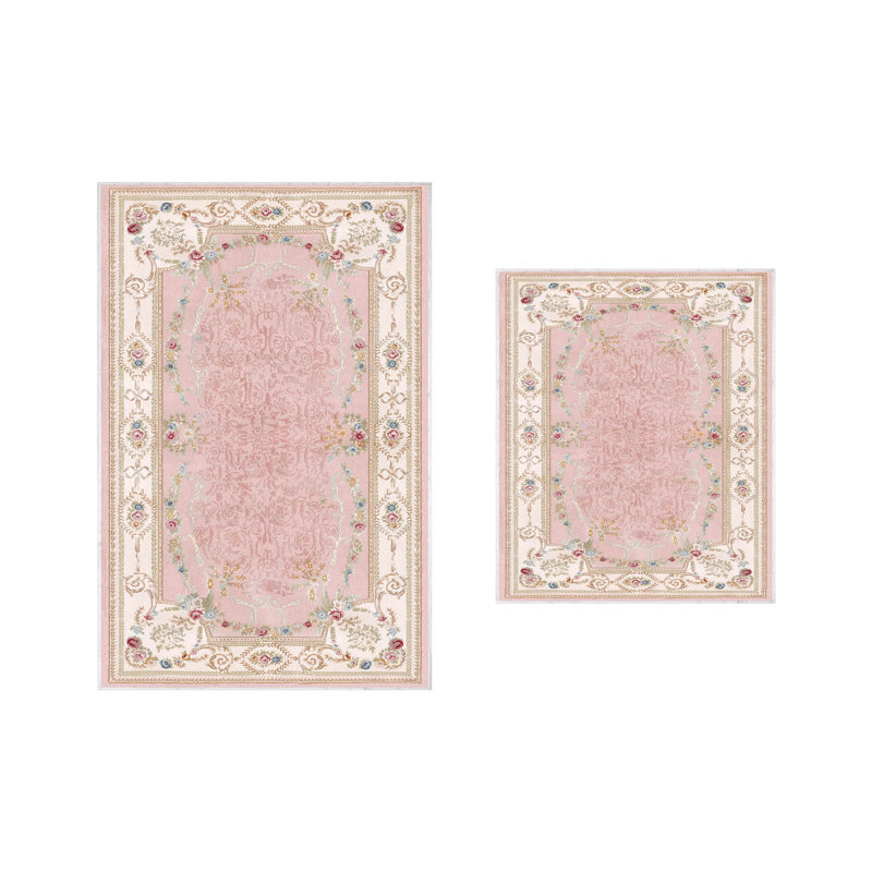 Ensemble de tapis de bain 2 pièces Bieber, Crème / rose