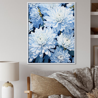" Minimalism Mums In Muted Blue And White I "