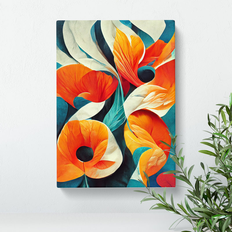 Floral In Abstract No.4 - Wrapped Canvas Print, 50cm H x 35cm W x 3cm D