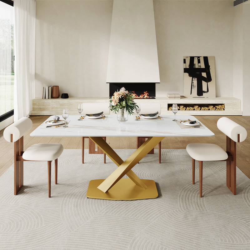Table de salle à manger Morden, H 29,5 po x L 71 po x l 35,4 po, Doré