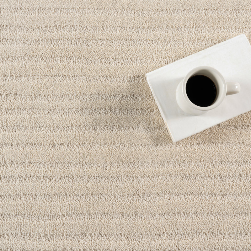 Beige Handmade Wool Tufted Rectangular Area Rug, 4' x 6'