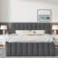Lit plateforme double tapissier avec lit gigogne simple et 3 tiroirs, tissu en lin-1919316252