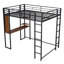 Lit mezzanine en métal avec 2 tablettes et un bureau