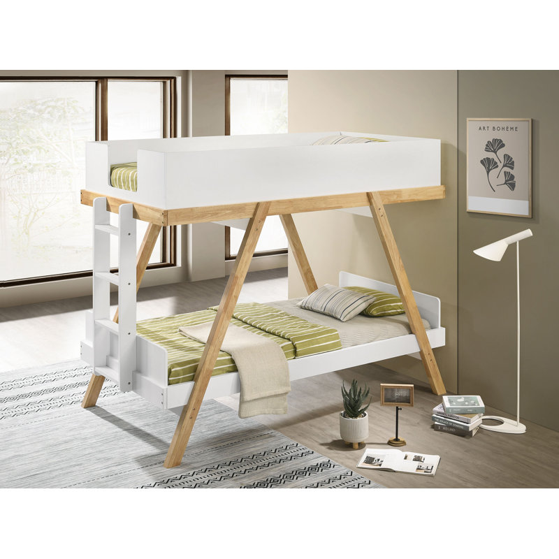 Lit superposé simple au-dessus d'un lit simple Frankie, Blanc
