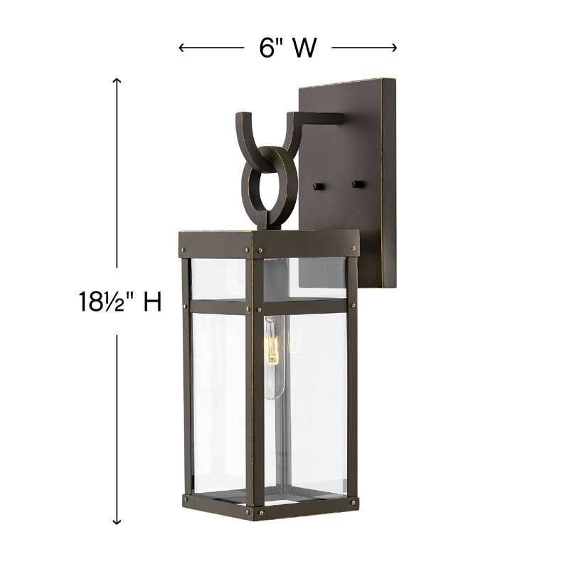 Porter Outdoor Wall Lantern, Oil Rubbed Bronze, 18.5" H x 6" W x 7.5" D