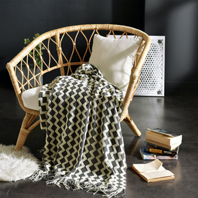 Wave Chevron Knitted Throw Blanket (50"x60")