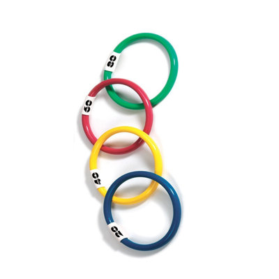 Set Of 4 Vibrantly Colored Dive Ring Swimming Pool Toys 5.75"