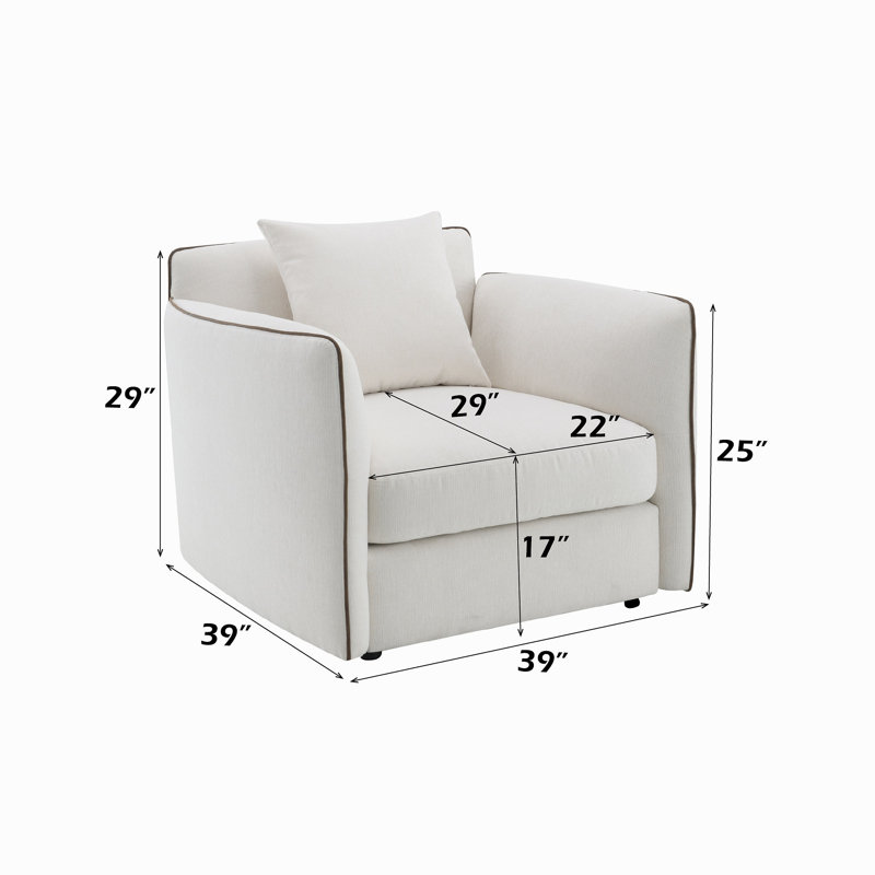 Chaise en chenille beige avec oreiller Yolanda
