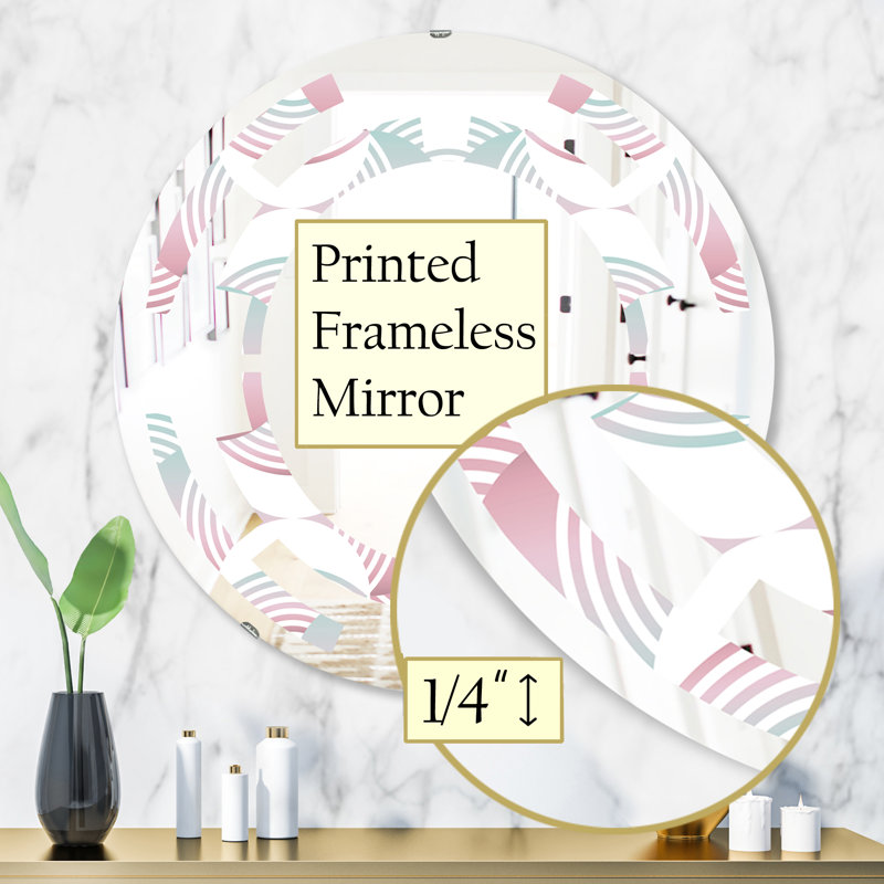 Miroir mural moderne sans cadre, 31,5 po x 31,5 po, Motif géométrique abstrait I