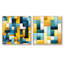 Harmonie de blocs géométriques jaunes et bleus - formes abstraites, ensemble de collage carré-102161738-102161739