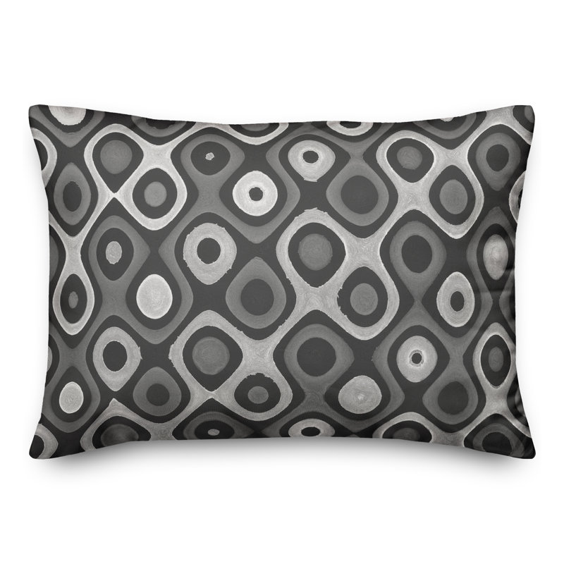 Geometric Outdoor Reversible Throw Pillow, 14" H x 20" W, Gray
