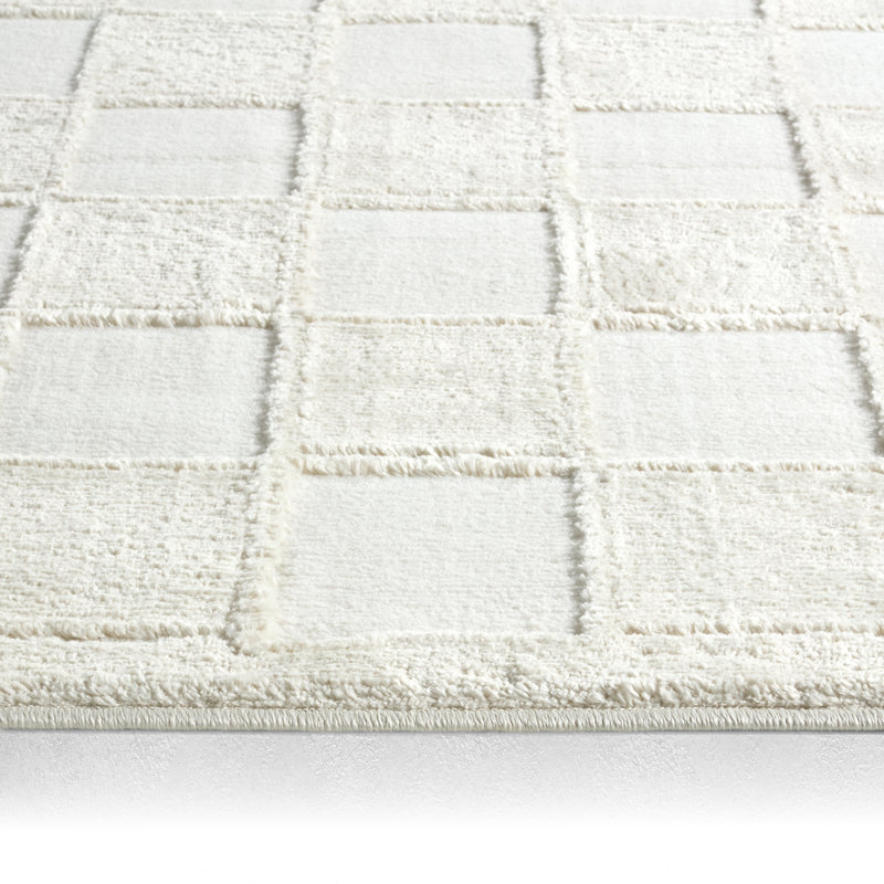 Tapis géométrique en polyester / polypropylène tissé à la machine Cyril, Rectangle 7 pi 6 po x 10 pi
