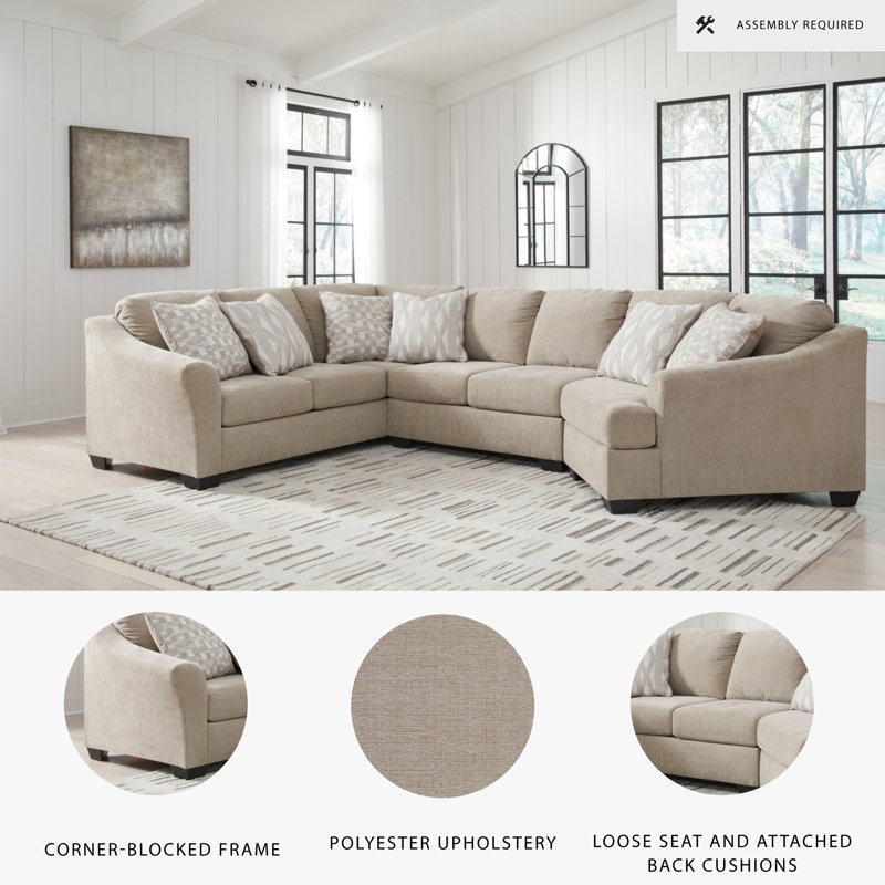 Leiliany 3-Piece Sectional With Cuddler, Left Hand Facing