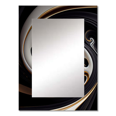 Gold And Black Stained Glass Spiral VI - Abstract Spirals Wall Mirror, Modern Decorative Mirror, Printed Metal Art