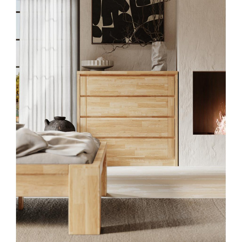 Filley Solid Wood 104.6cm W 4 - Drawer Chest of Drawers, Brown